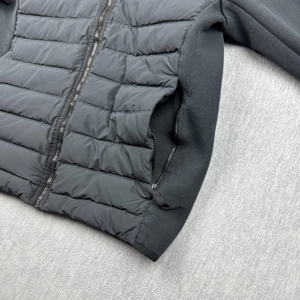 Adidas Jacket Men Small Black Varilite Hybrid Full‎ Zip Hooded Puffer Slim Fit